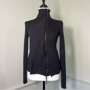 Jean Paul Gaultier Vintage Black Double Zip  Asymmetrical Long Sleeve Sweater